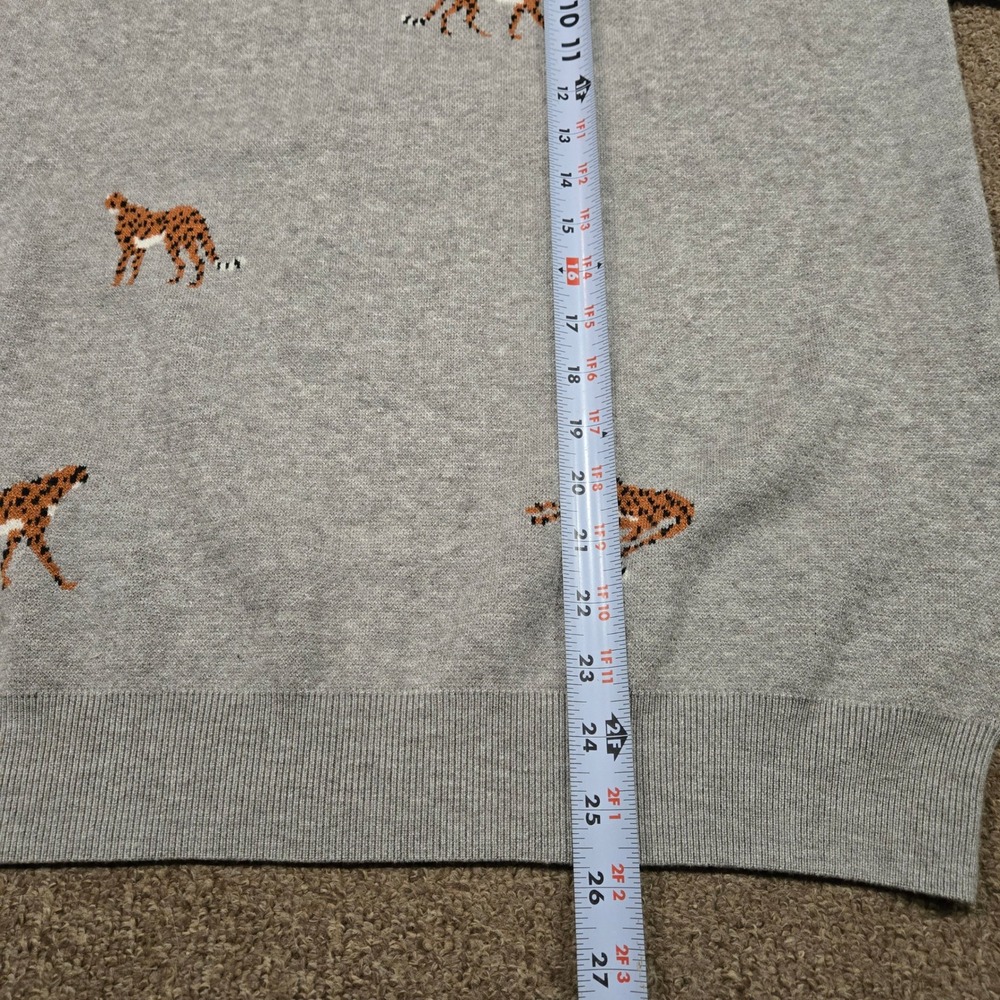 THML Sweater Womens L Gray Cheetah Intarsia Knit Crewneck Pullover Long Sleeve - Picture 5 of 7
